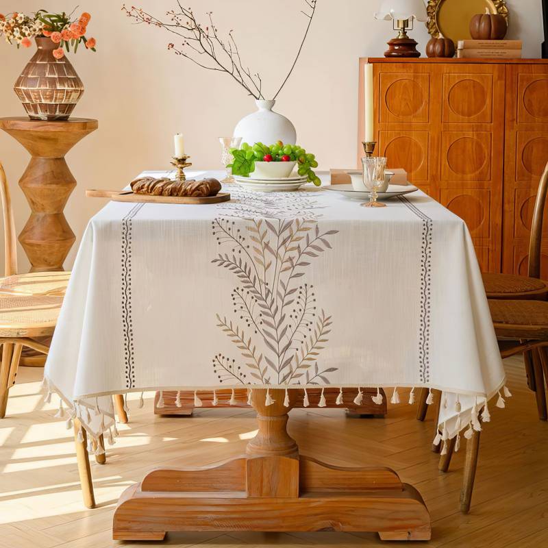 Tovaglia Antimacchia Ricamo Felce Elegante Tovaglia Antimacchia Ricamo Felce Elegante