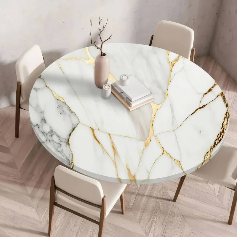 Tovaglia Elastica Marmo Bianco Oro Tovaglia Elastica Marmo Bianco Oro